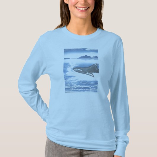 しぶきの女性に青のワイシャツをします Tシャツ (正面)