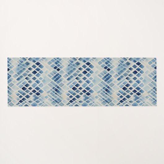 しぼりブルー絞り染め伝統的ジャパン柄No4 ヨガマット (裏面(横))