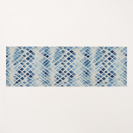 しぼりブルー絞り染め伝統的ジャパン柄No4 ヨガマット (正面(横))