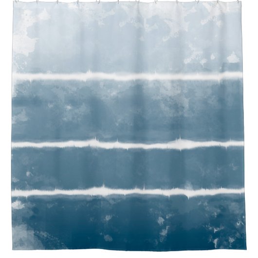 しぼりモダンレトログラデーション絞り染めヒッパイインディゴ シャワーカーテン (正面)