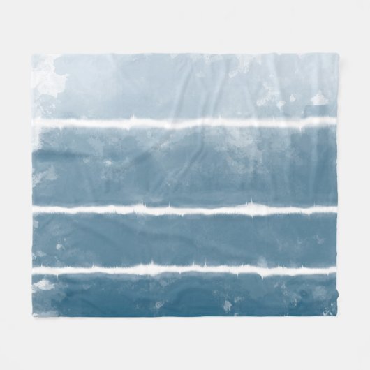 しぼりモダンレトログラデーション絞り染めヒッパイインディゴ フリースブランケット (正面(横))