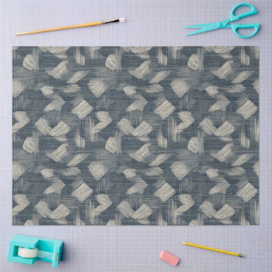 しぼり絞り染めインジゴ日本のブラシアート1 薄葉紙 (クラフト)