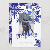 しぼり絞り染めインディゴブルー雪片写真 シーズンカード (正面/裏面)
