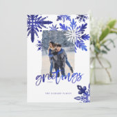 しぼり絞り染めインディゴブルー雪片写真 シーズンカード (スタンド正面)