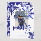 しぼり絞り染めインディゴブルー雪片写真 シーズンカード (正面/裏面)