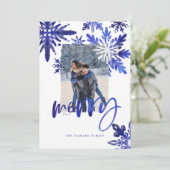 しぼり絞り染めインディゴブルー雪片写真 シーズンカード (スタンド正面)