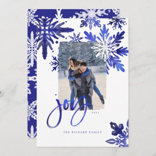 しぼり絞り染めインディゴブルー雪片写真 シーズンカード (正面/裏面)