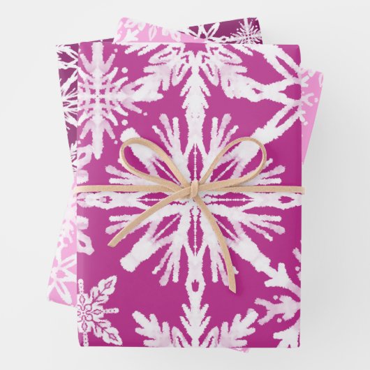 しぼり絞り染めピンクスノーフレーク模様 ラッピングペーパーシート (インサイチュ)
