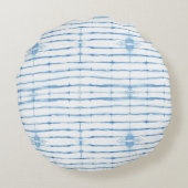 しぼり絞り染めブルーラインパターン丸枕 ラウンドクッション (裏面)