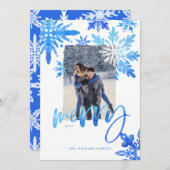 しぼり絞り染め王室のブルースノーフレーク写真 シーズンカード (正面/裏面)