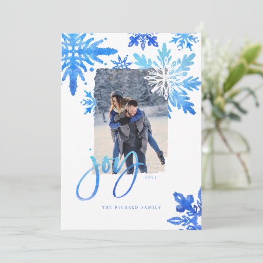 しぼり絞り染め王室のブルースノーフレーク写真 シーズンカード (スタンド正面)