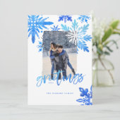 しぼり絞り染め王室のブルースノーフレーク写真 シーズンカード (スタンド正面)