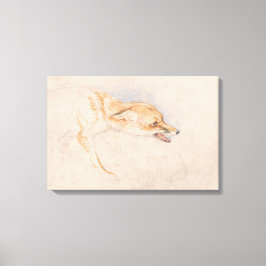 しゃがむキツネの勉強（John Frederick Lewis著） キャンバスプリント