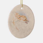 しゃがむキツネの勉強（John Frederick Lewis著） セラミックオーナメント (右)