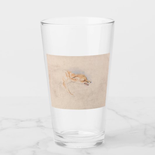 しゃがむキツネの勉強（John Frederick Lewis著） タンブラーグラス (正面)