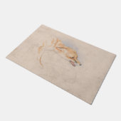 しゃがむキツネの勉強（John Frederick Lewis著） ドアマット (アングル)