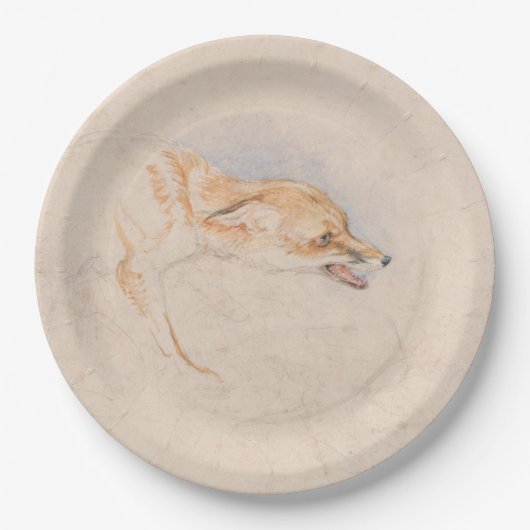 しゃがむキツネの勉強（John Frederick Lewis著） ペーパープレート (正面)