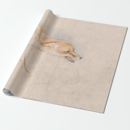 しゃがむキツネの勉強（John Frederick Lewis著） ラッピングペーパー