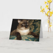 しゃくれた顔のシャム猫 ノートカード (黄色い花)