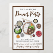 しゃぶしゃぶフードディナ日本のーディナーパーティー鍋 招待状 (正面/裏面)