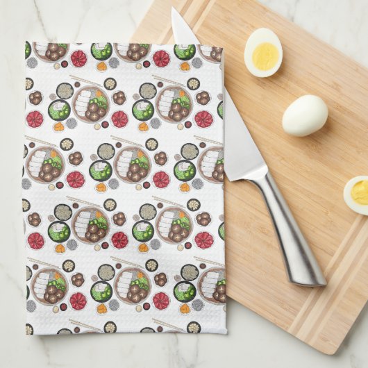 しゃぶしゃぶ日本日本の料理鍋 キッチンタオル (四つ折り)