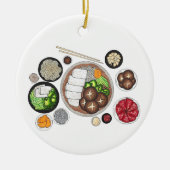 しゃぶしゃぶ日本日本の料理鍋 セラミックオーナメント (正面)