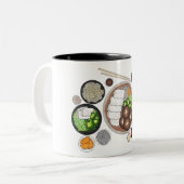 しゃぶしゃぶ日本日本の料理鍋 ツートーンマグカップ (正面左)