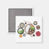 しゃぶしゃぶ日本日本の料理鍋 マグネット (正面/裏面)