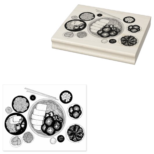 しゃぶしゃぶ日本日本の料理鍋 ラバースタンプ (押印)