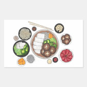 しゃぶしゃぶ日本日本の料理鍋 長方形シール (正面)