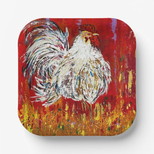しゃもじ鶏 7インチ 角型 紙皿 セット (正面)