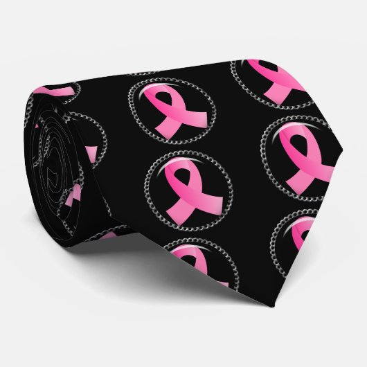 しゃれているな乳癌のピンクのリボン ネクタイ (ロール)