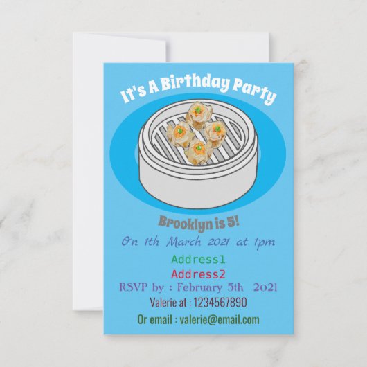 しゅまい・ディムサムの漫画イラスト 招待状 (正面)