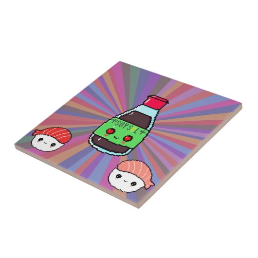 しょうゆとすしかわいい画素虹 タイル (側面)