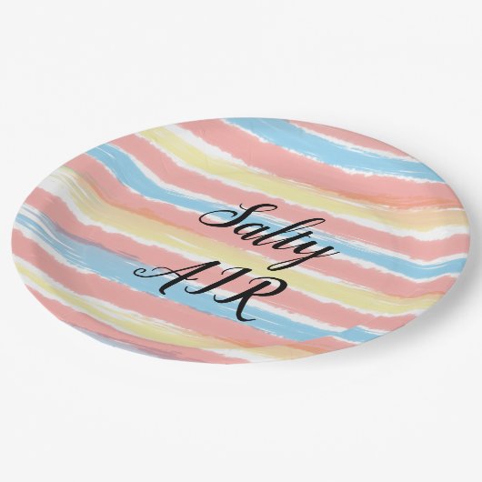 しょっぱいエアピンクイエローブルーウォーター色 ペーパープレート (アングル)
