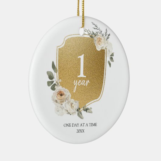 しらふのパーソナライズされた記念日のクリスマスオーナメント セラミックオーナメント (右)