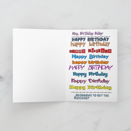 しらふの子供とおっちょこちょいの犬の誕生日カード カード (内部)