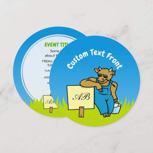 しるしのある牛 招待状 (正面/裏面)