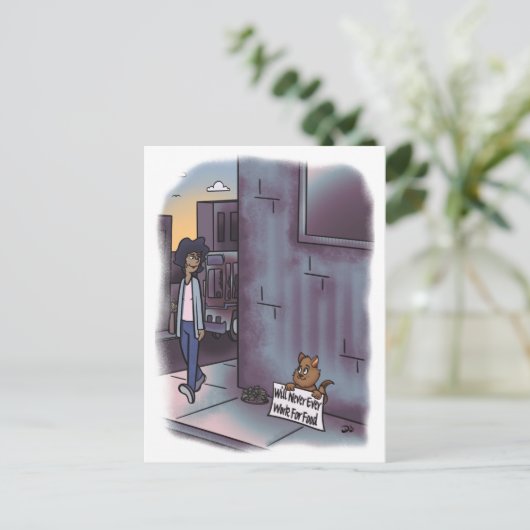 しるし付き物乞い猫 ポストカード (スタンド正面)