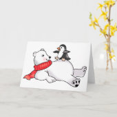 しろくま と ペンギン カード (黄色い花)