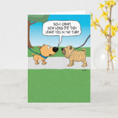 しわおもしろいの犬の誕生日カード カード (黄色い花)