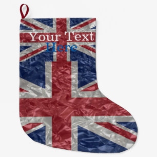 しわが寄る英国国旗の旗- ラージクリスマスストッキング