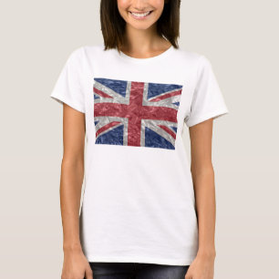 しわが寄る英国国旗- Tシャツ
