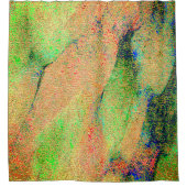 しわくちゃのレザー効果、緑がかったオレンジ色の擦れた塗装 シャワーカーテン (正面)