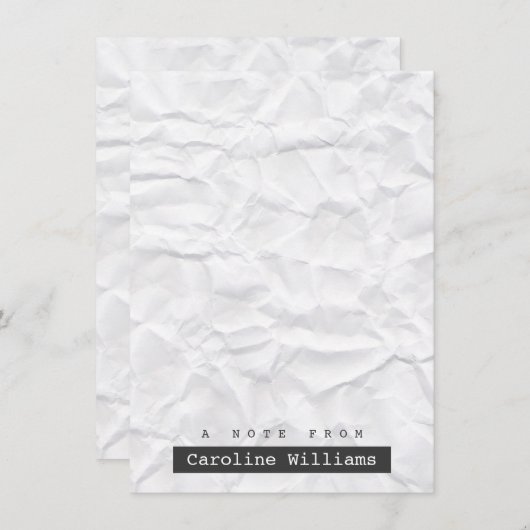 しわくちゃの白い紙のパーソナライズされた平らなノテカード ノートカード (正面/裏面)