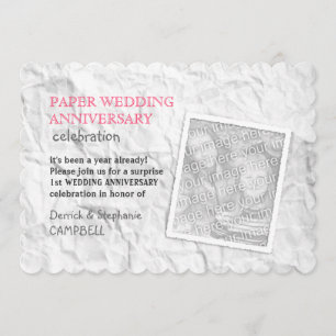 しわくちゃの紙の結婚1周年 招待状