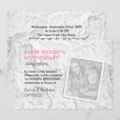 しわくちゃの紙 1周年結婚記念日 招待状 (正面/裏面)