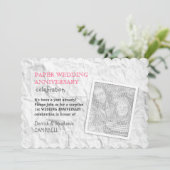 しわくちゃの紙 1周年 結婚記念日 招待状 (スタンド正面)