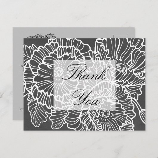 しわだらけの手描きの花ケシサンキューカード ポストカード (正面/裏面)