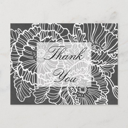 しわだらけの手描きの花ケシサンキューカード ポストカード (正面)